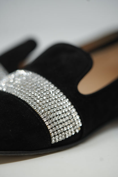 Giuseppe Zanotti Black Velvet Crystal Loafer