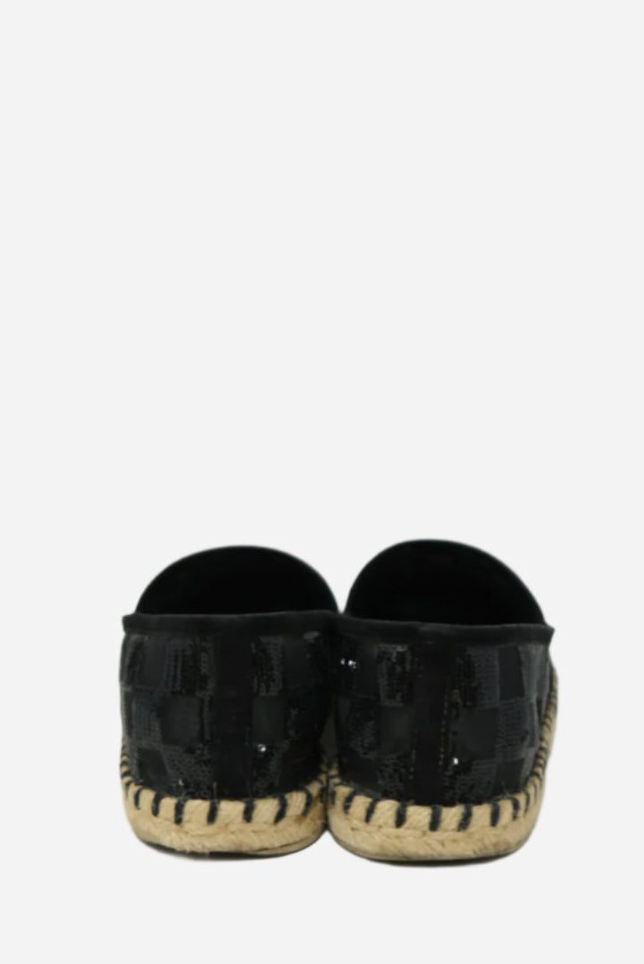 Louis Vuitton  Black Glitter Espadrilles Size 35.5