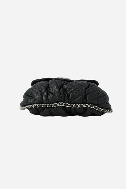 Pre-Owned Chanel Washed Lambskin Quilted Large Chain Around Bag Black