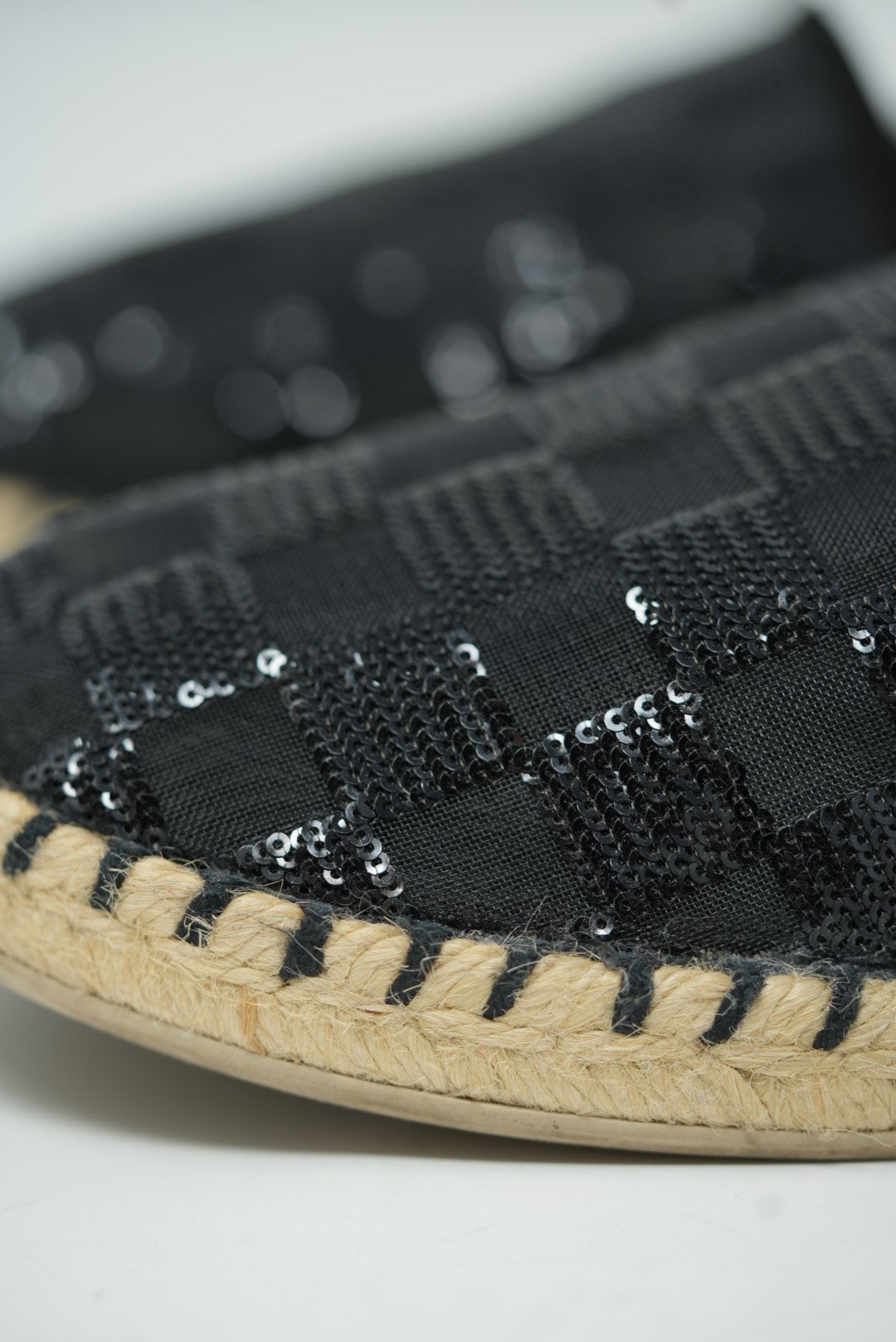 Louis Vuitton  Black Glitter Espadrilles