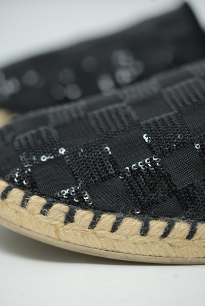 Louis Vuitton  Black Glitter Espadrilles