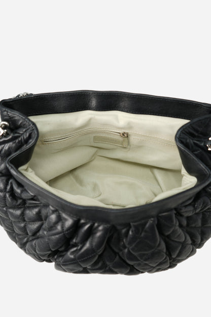 Pre-Owned Chanel Washed Lambskin Quilted Large Chain Around Bag Black