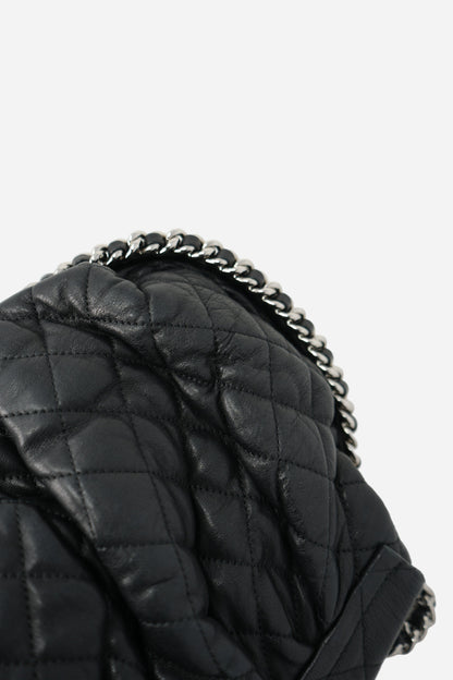 Pre-Owned Chanel Washed Lambskin Quilted Large Chain Around Bag Black