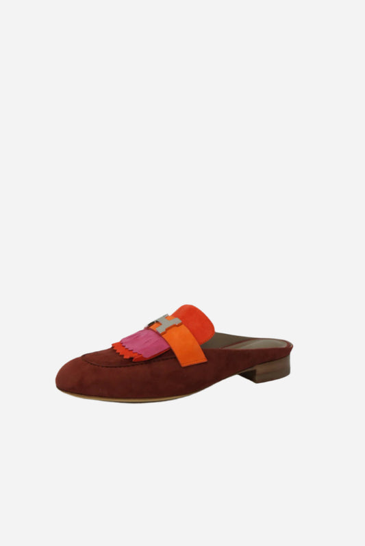 Hermes Doblis Suede Rivoli Mules