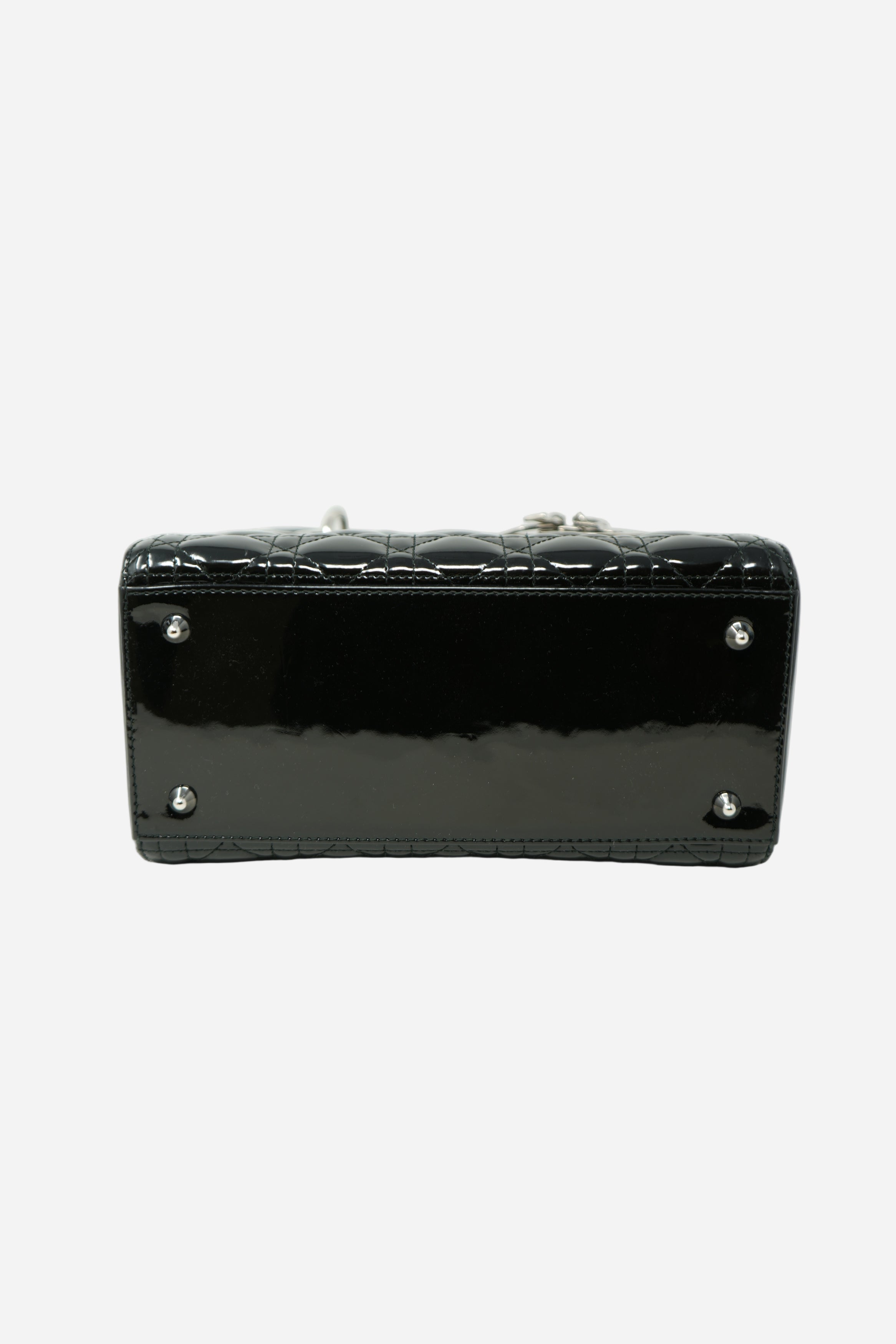 Christian Dior 2014 Black Patent Leather Medium Lady Dior Bag