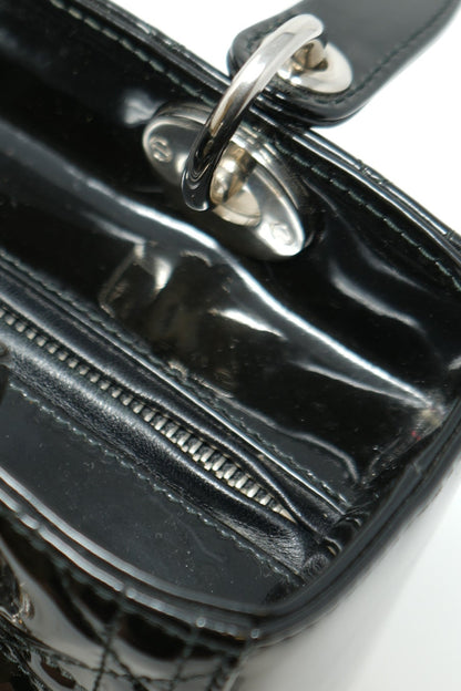 Christian Dior 2014 Black Patent Leather Medium Lady Dior Bag