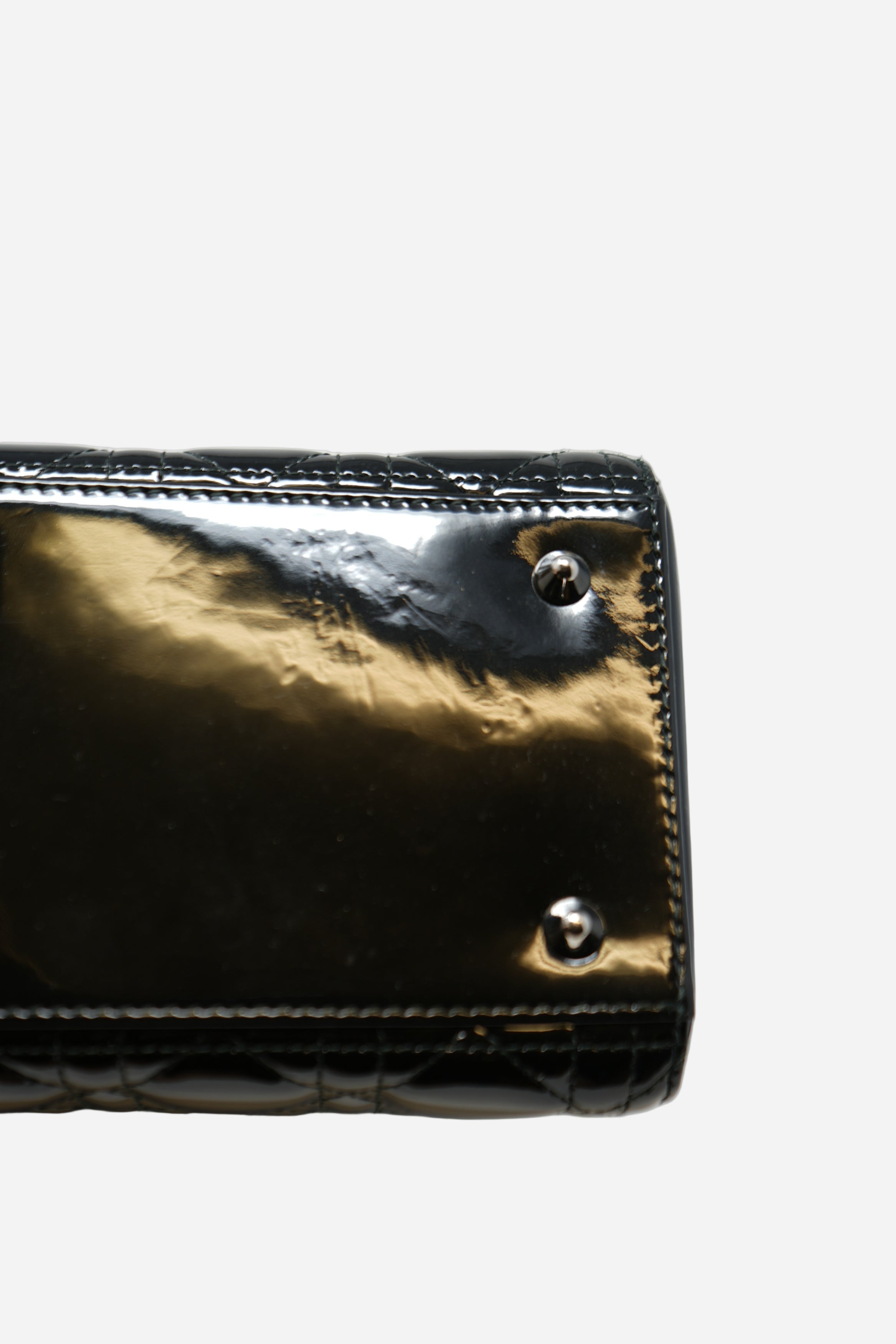 Christian Dior 2014 Black Patent Leather Medium Lady Dior Bag