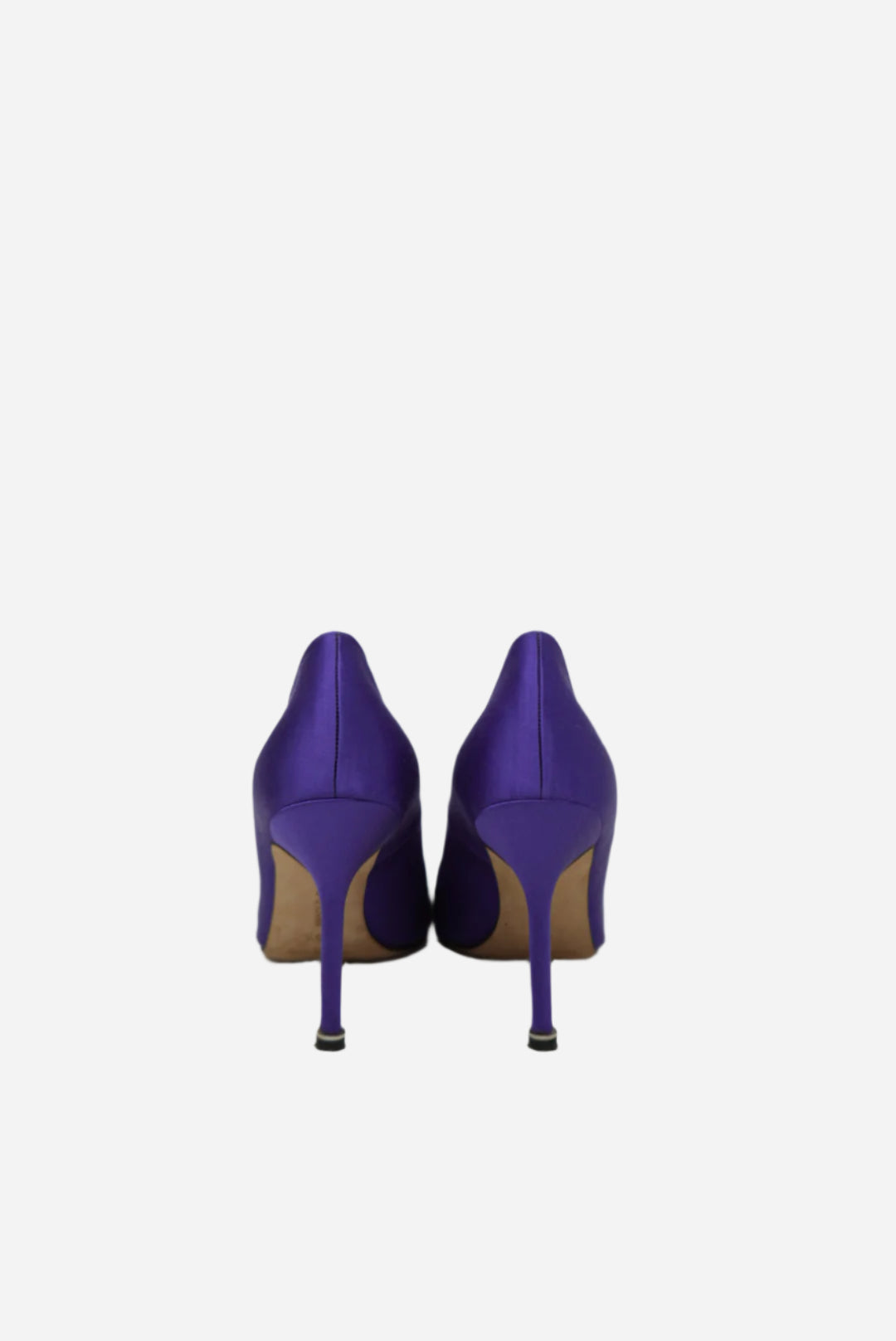 Manolo Blahnik Purple Satin Crystal Heels