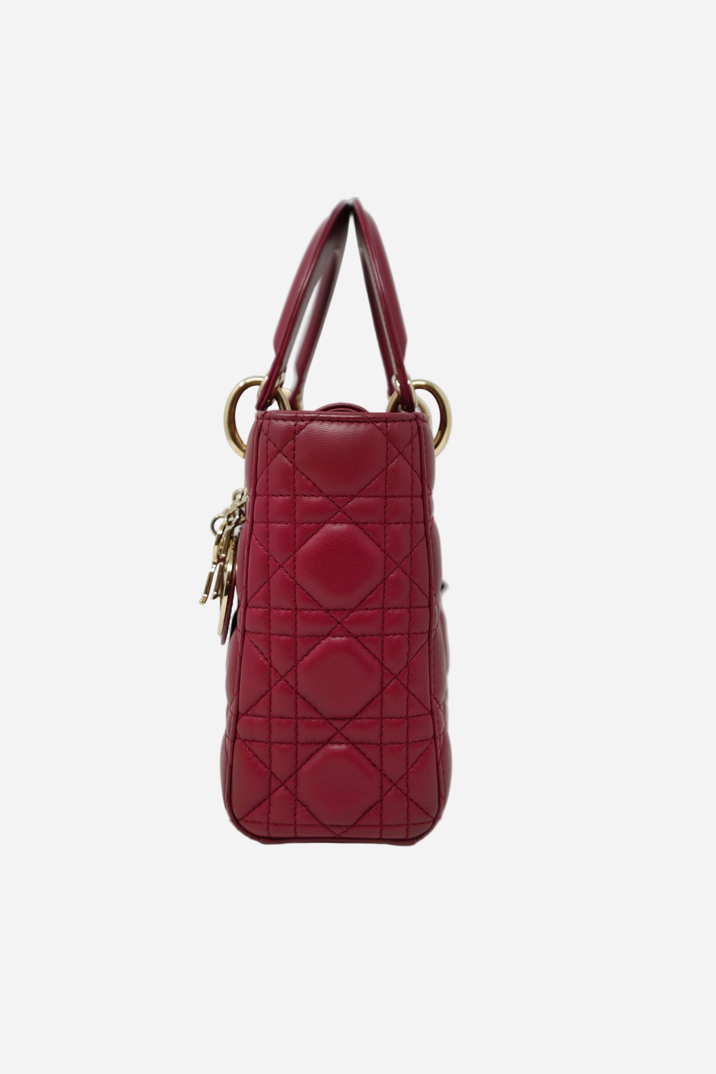 Christian Dior 2017 Red Lambskin Badges Small My Lady Dior Bag