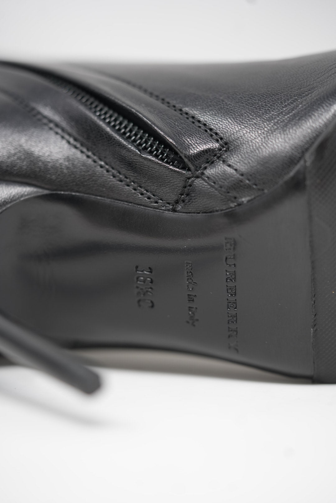 Burberry Leather Zip-Up Ankle Heeled Boots