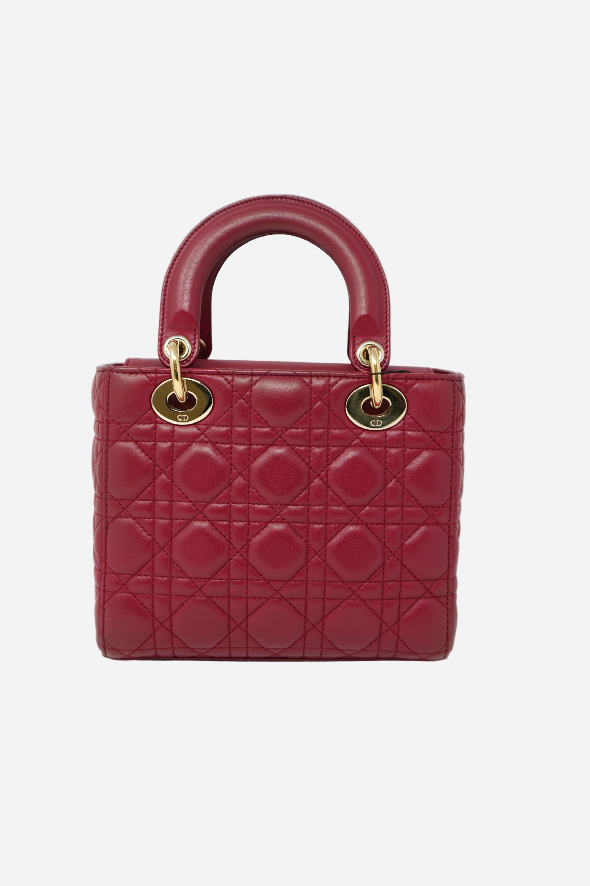 Christian Dior 2017 Red Lambskin Badges Small My Lady Dior Bag