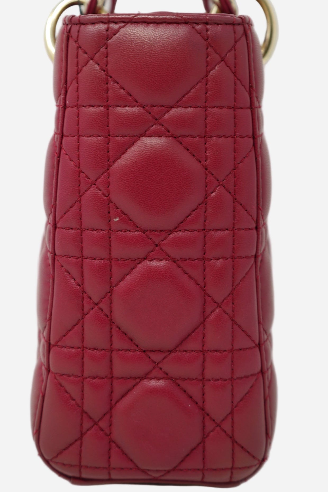 Christian Dior 2017 Red Lambskin Badges Small My Lady Dior Bag