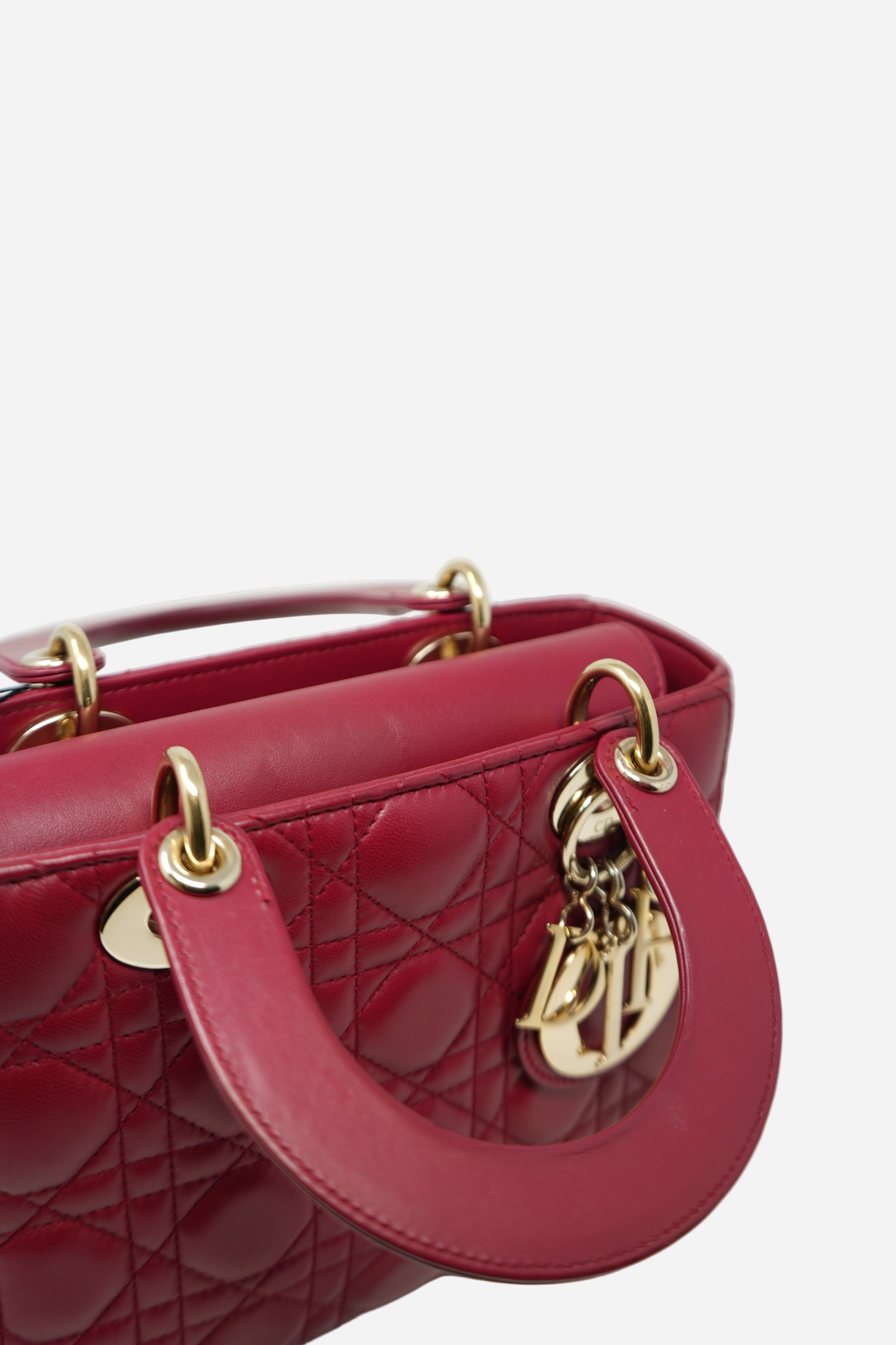 Christian Dior 2017 Red Lambskin Badges Small My Lady Dior Bag