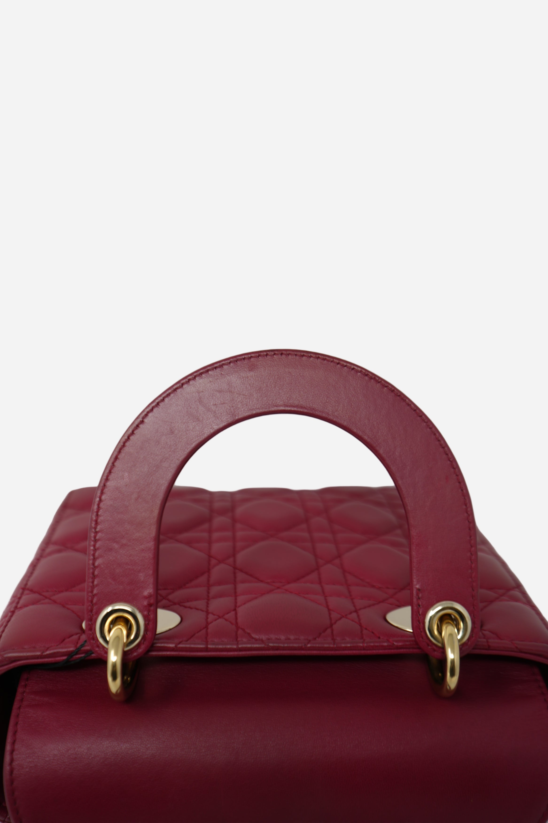 Christian Dior 2017 Red Lambskin Badges Small My Lady Dior Bag