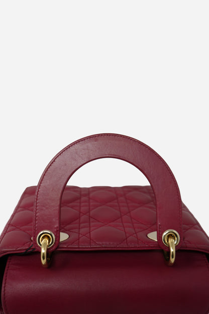 Christian Dior 2017 Red Lambskin Badges Small My Lady Dior Bag