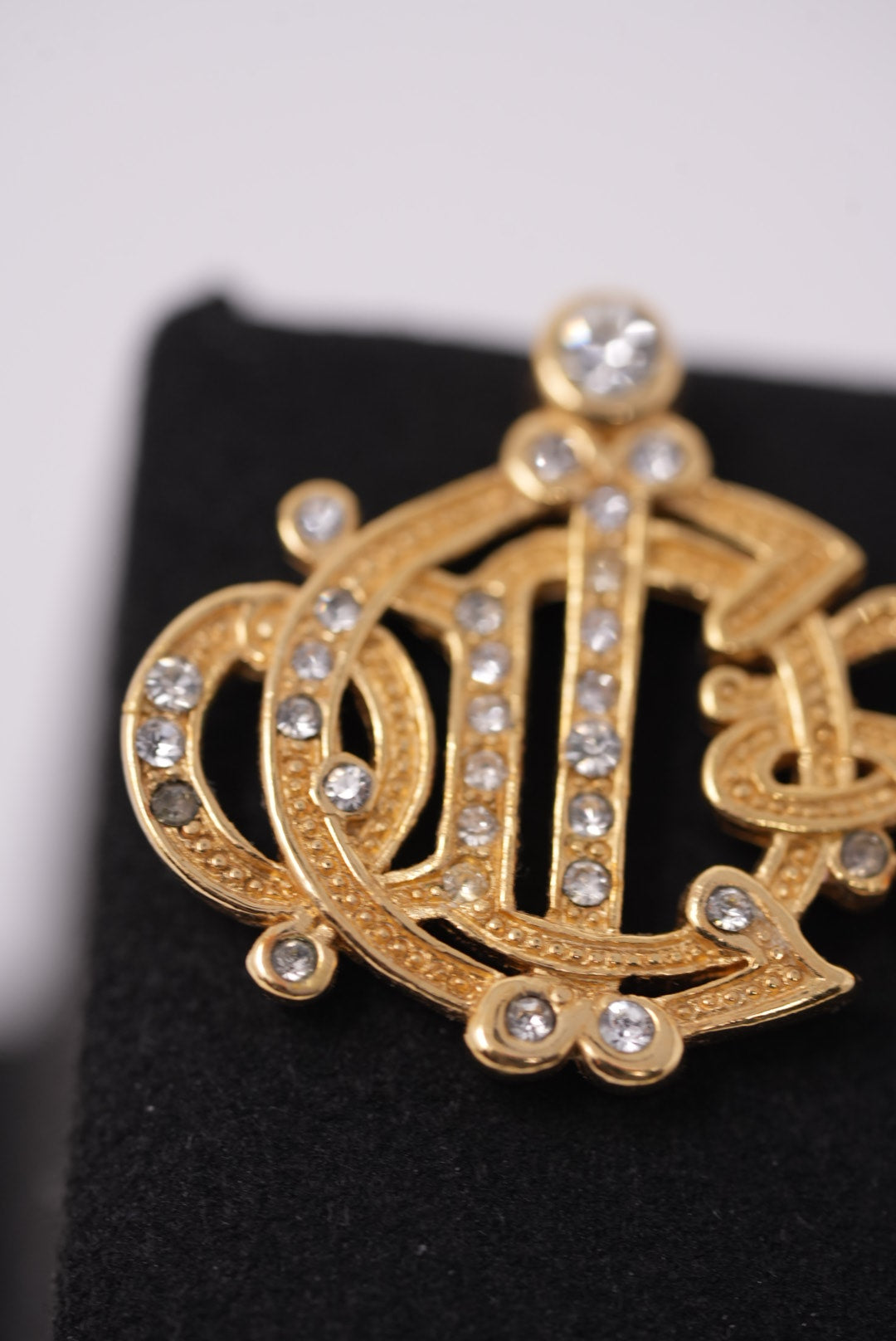Dior Vintage Pumpkin Rhinestone Earrings