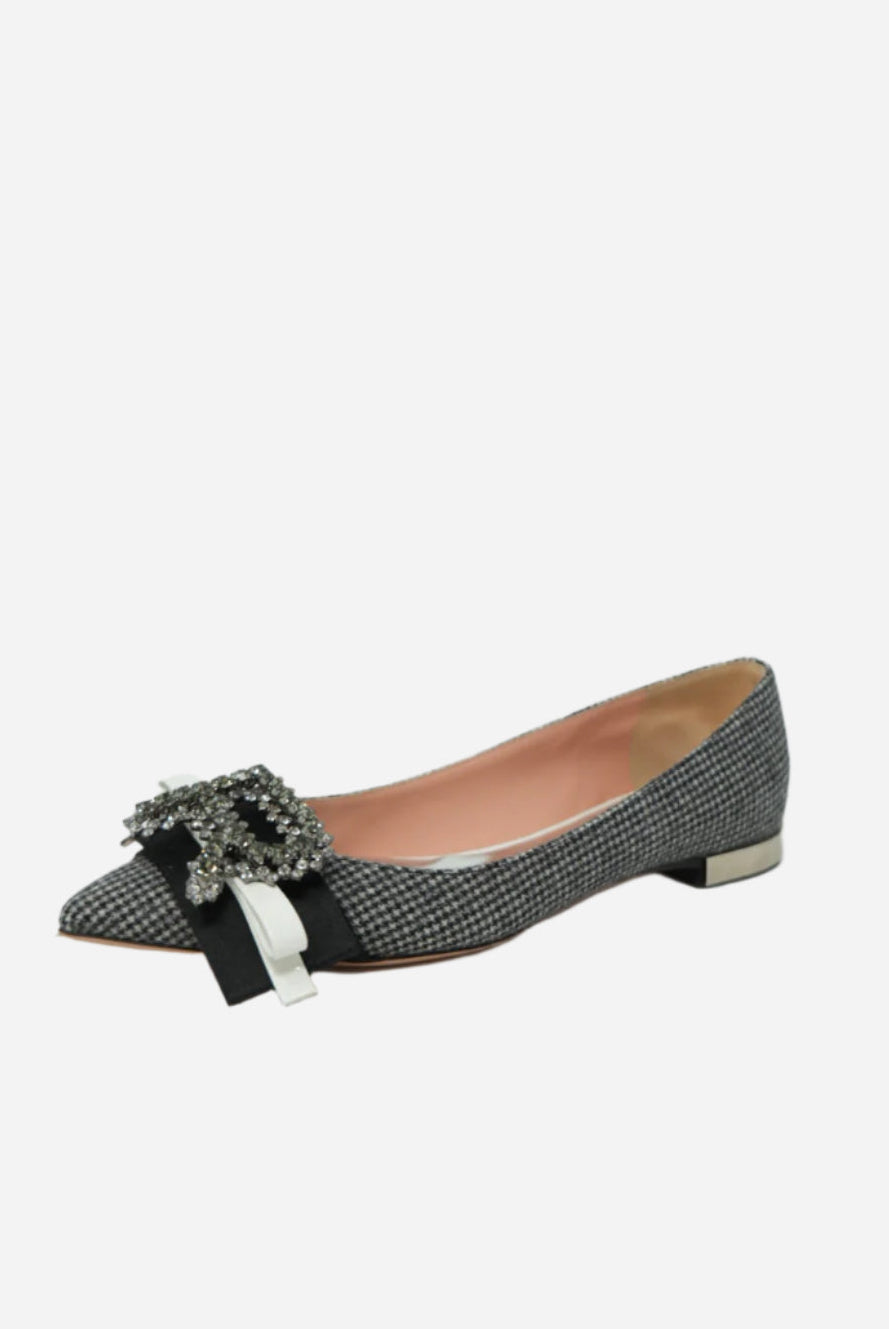 Rochas Houndstooth Crystal Flats Size 36