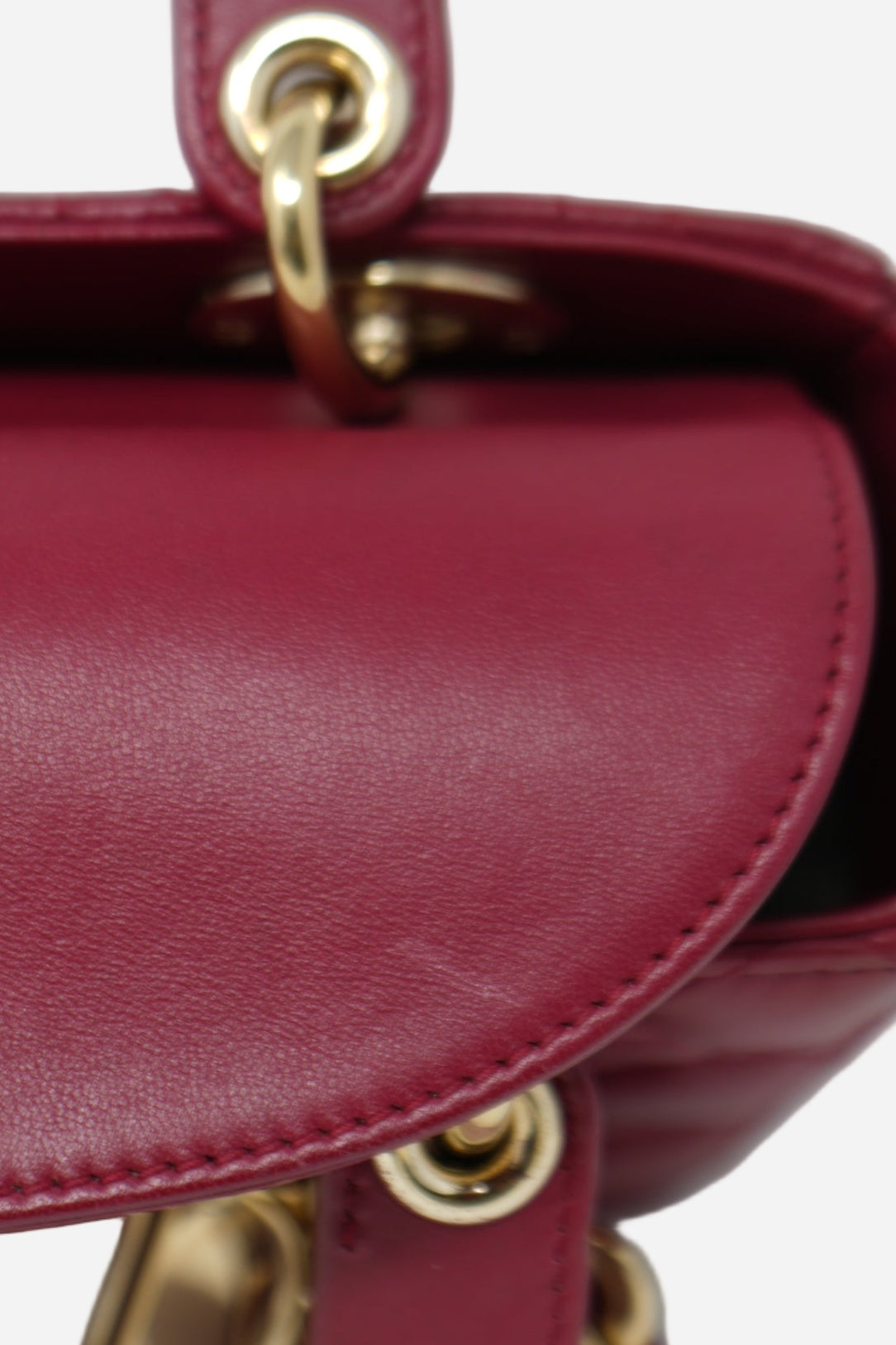 Christian Dior 2017 Red Lambskin Badges Small My Lady Dior Bag