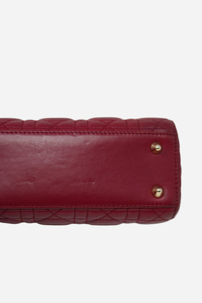 Christian Dior 2017 Red Lambskin Badges Small My Lady Dior Bag