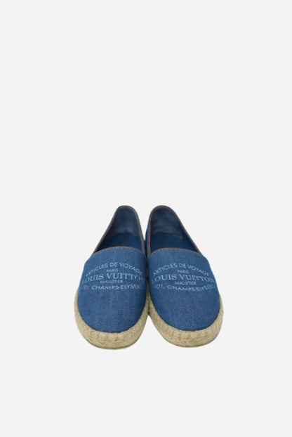 Louis Vuitton Blue Denim De Voyage Flats