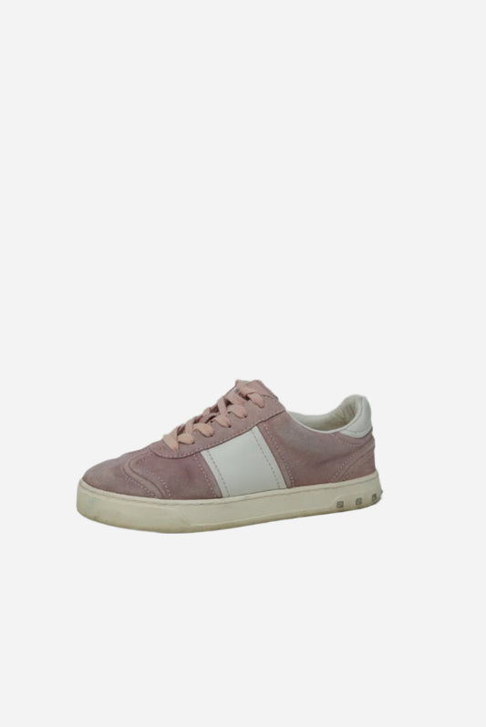 Valentino Pink/White Leather Suede Sneakers