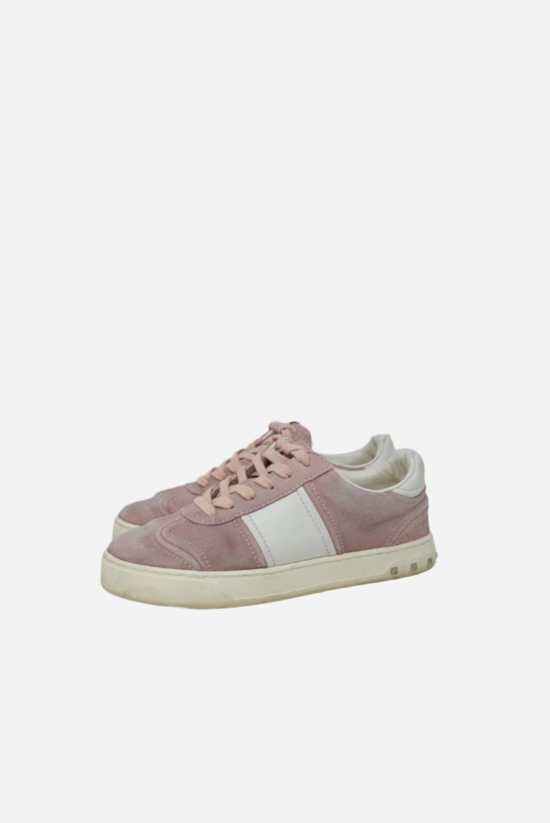 Valentino Pink/White Leather Suede Sneakers