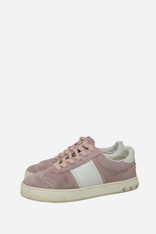 Valentino Pink/White Leather Suede Sneakers Size 35
