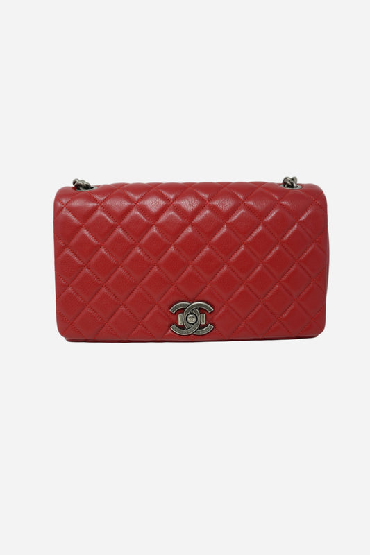 Pre-Owned Chanel 2017–2018 Red Caviar City Rock Flap Bag
