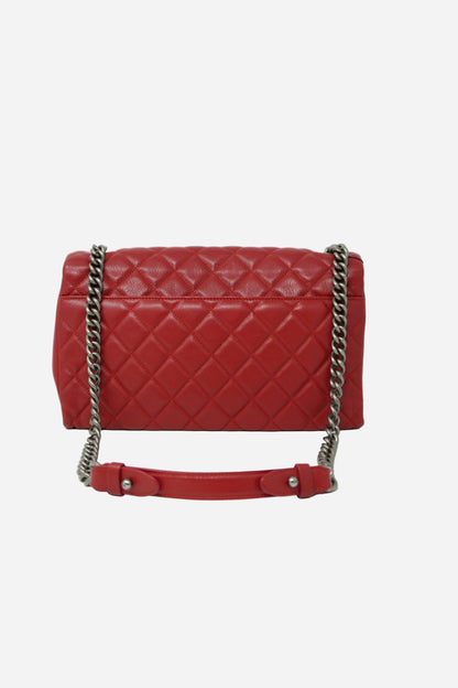 Pre-Owned Chanel 2017–2018 Red Caviar City Rock Flap Bag