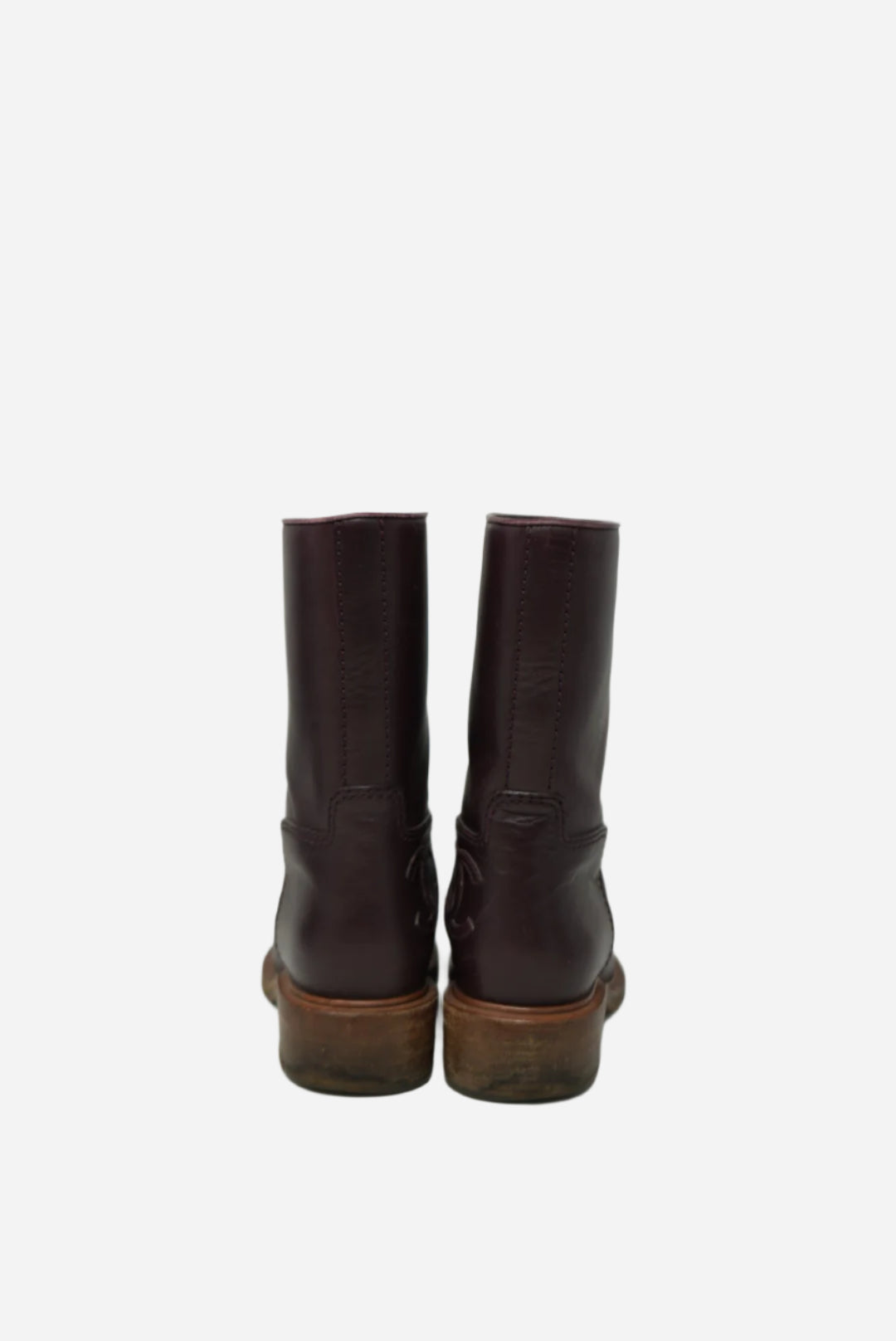 Pre-Owned Chanel Red Leather CC Logo Boots