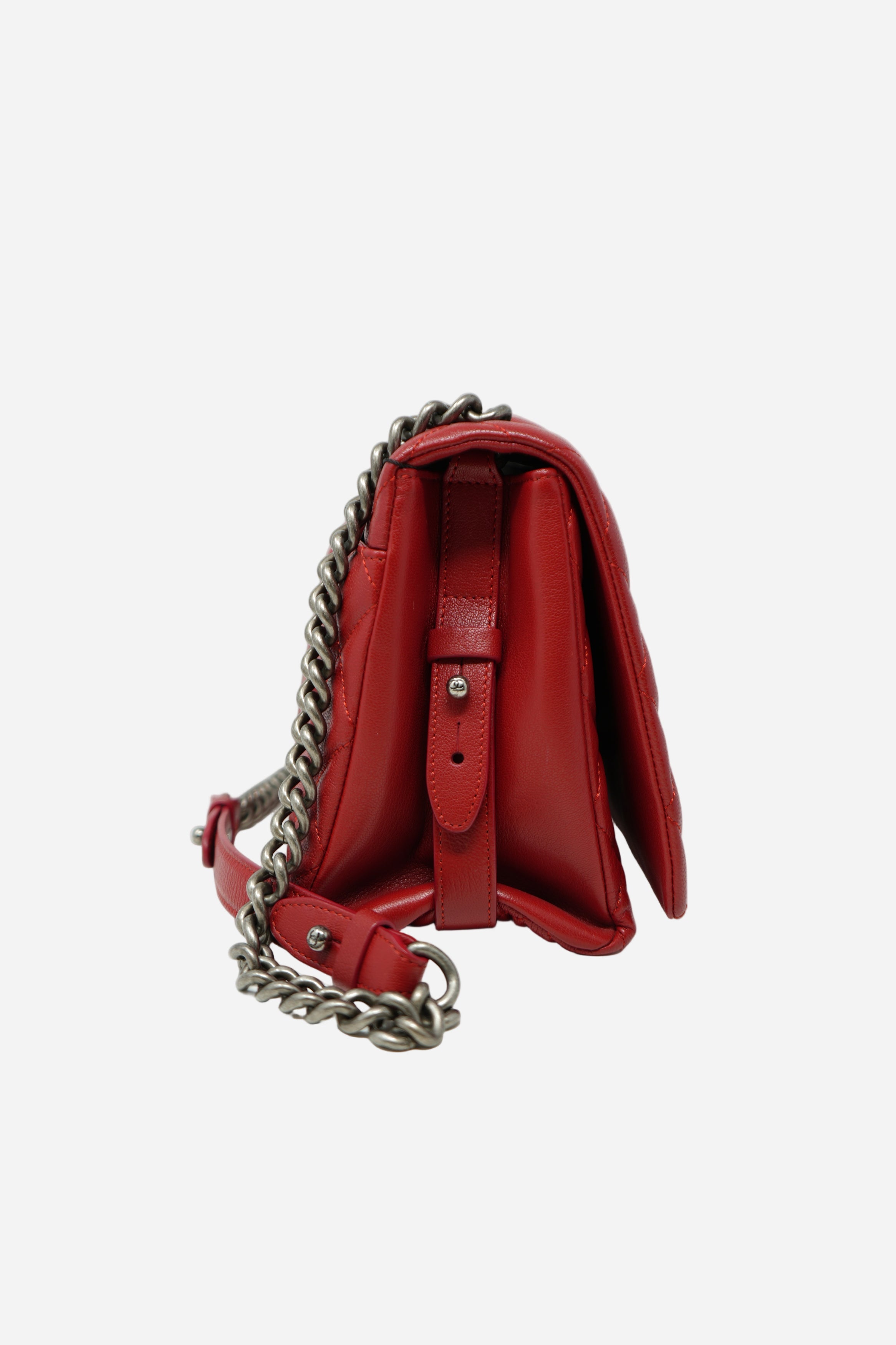 Pre-Owned Chanel 2017–2018 Red Caviar City Rock Flap Bag