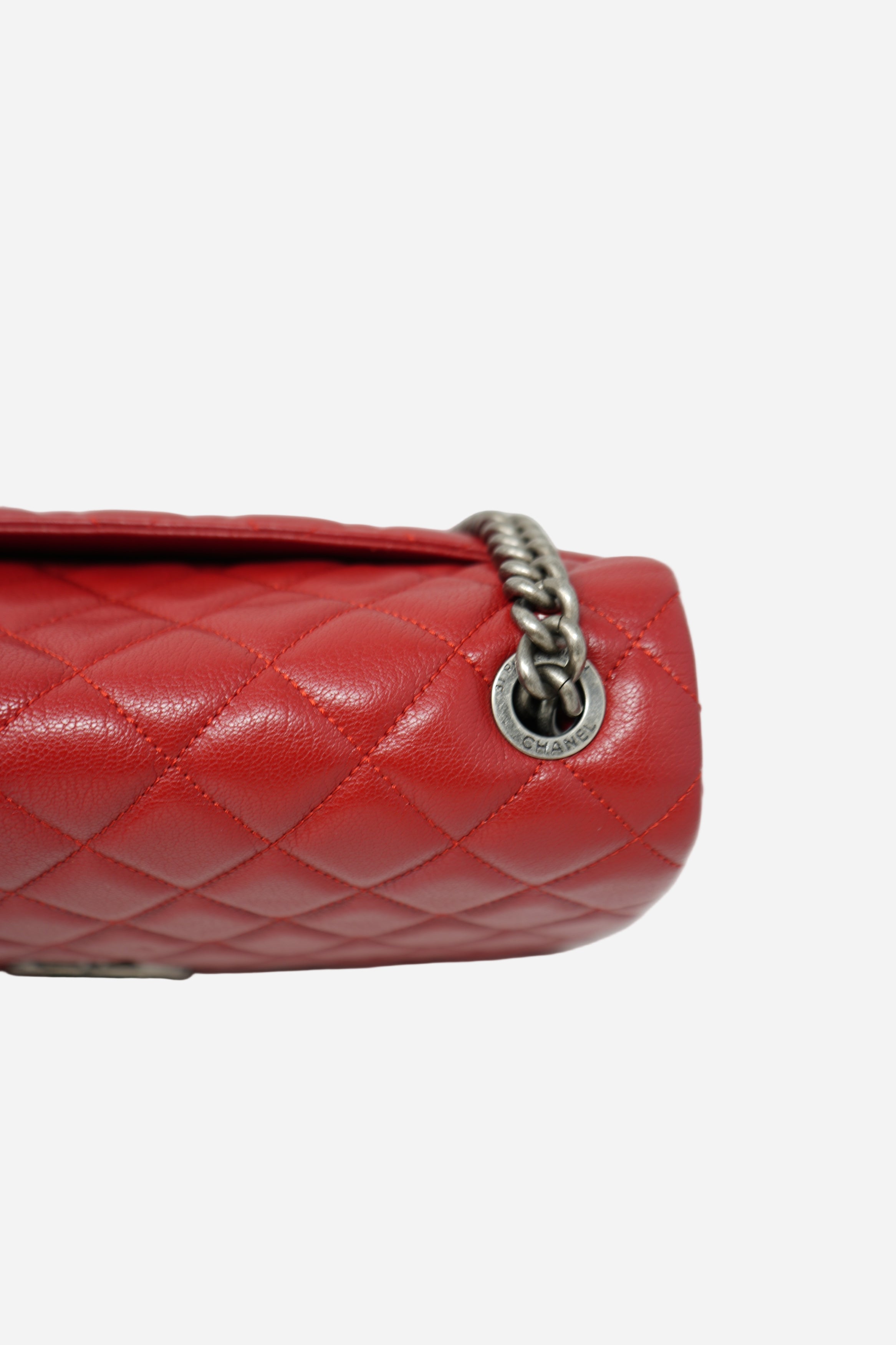 Pre-Owned Chanel 2017–2018 Red Caviar City Rock Flap Bag