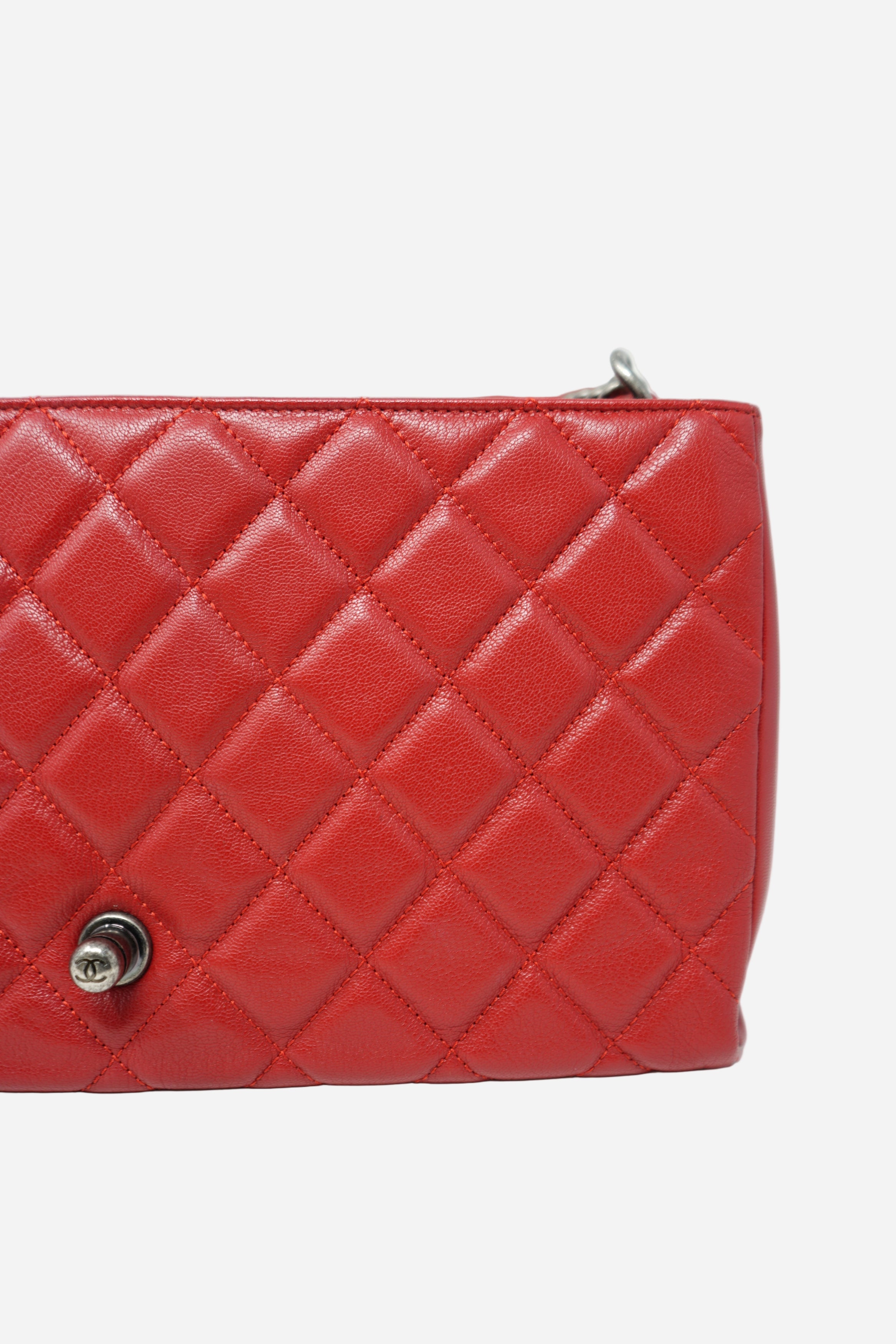 Pre-Owned Chanel 2017–2018 Red Caviar City Rock Flap Bag