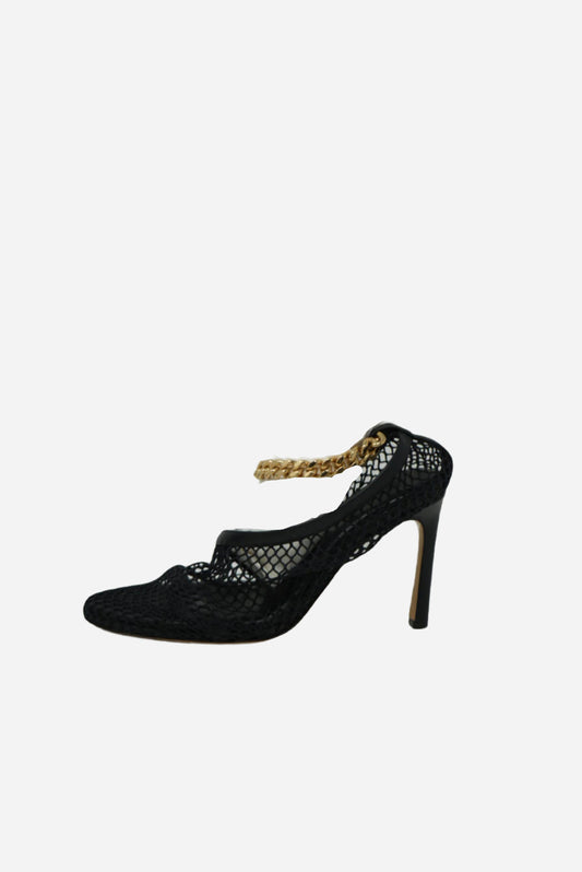 BV Black Chain Ankle Sandals