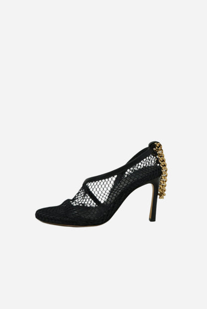 BV Black Chain Ankle Sandals