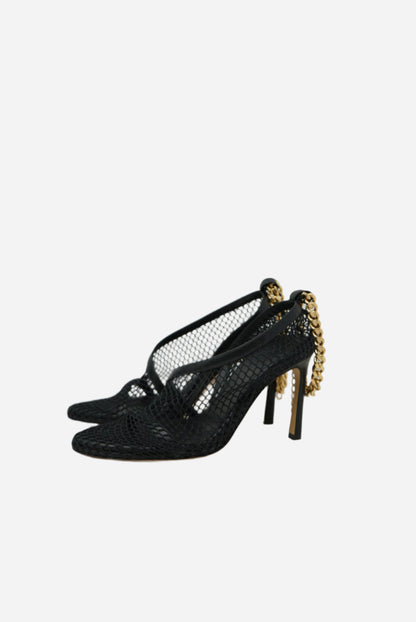 BV Black Chain Ankle Sandals