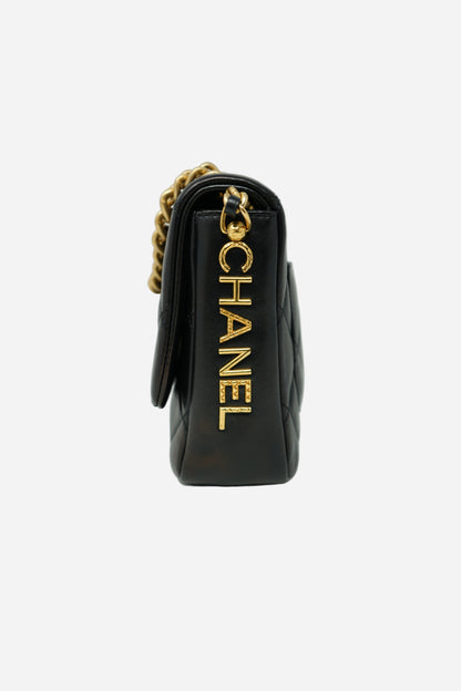 Pre-Owned Chanel Black Lambskin Chunky Chain Mini Flap Bag