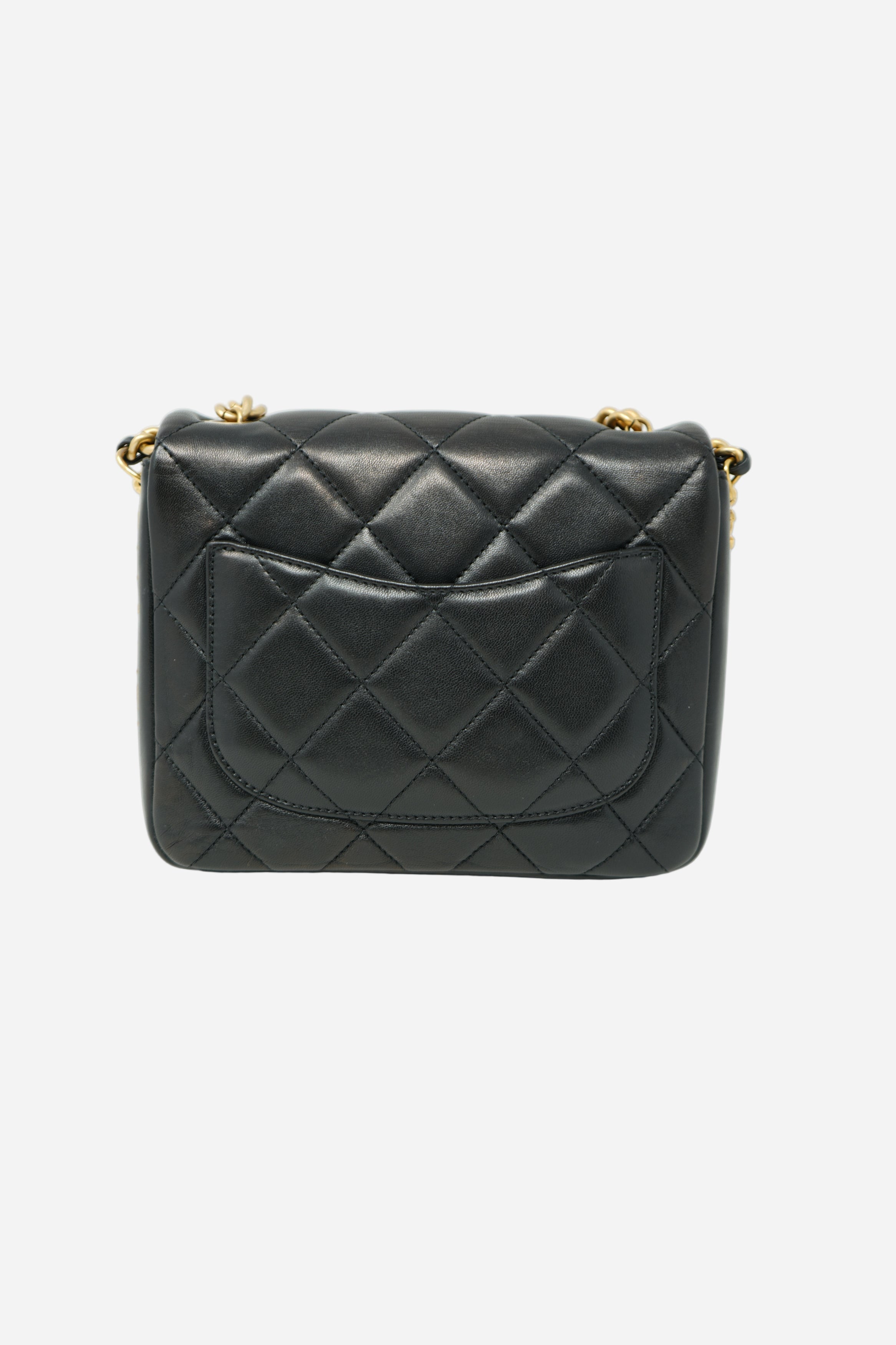 Pre-Owned Chanel Black Lambskin Chunky Chain Mini Flap Bag
