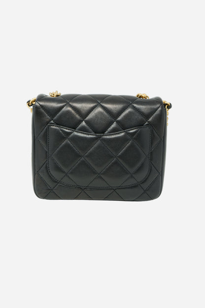 Pre-Owned Chanel Black Lambskin Chunky Chain Mini Flap Bag