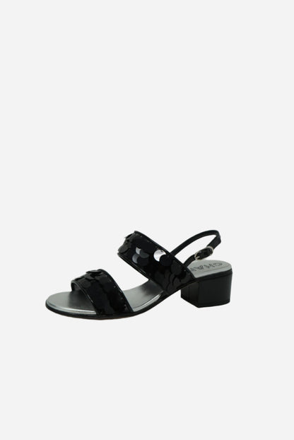 Pre-Owned Chanel Black Sequin Slingback Sandals