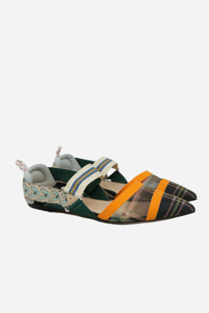 Fendi FF Multicolor Ballet Flats Slingback Size 35.5