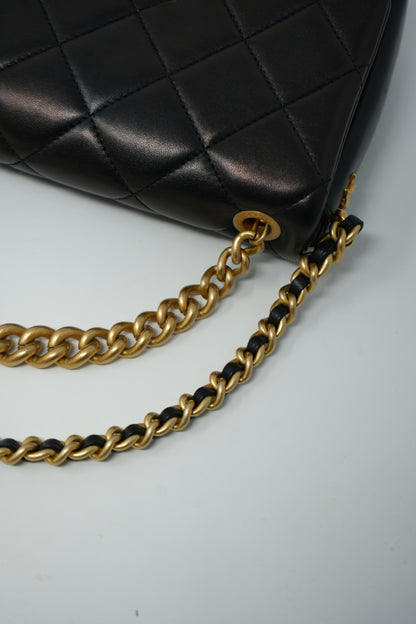 Pre-Owned Chanel Black Lambskin Chunky Chain Mini Flap Bag