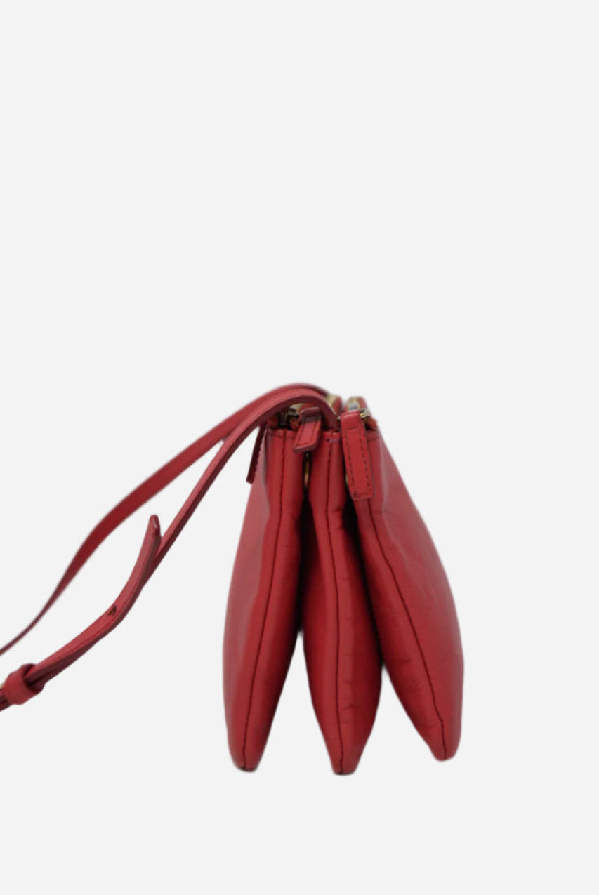 Celine Red Trio Leather Crossbody Color Refurnished