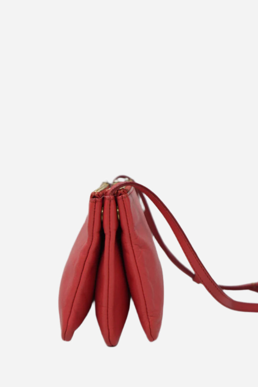 Celine Red Trio Leather Crossbody Color Refurnished