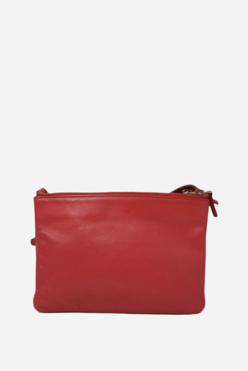 Celine Red Trio Leather Crossbody Color Refurnished