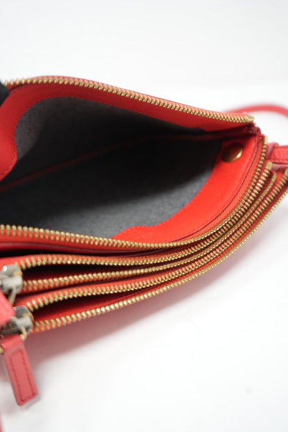 Celine Red Trio Leather Crossbody Color Refurnished