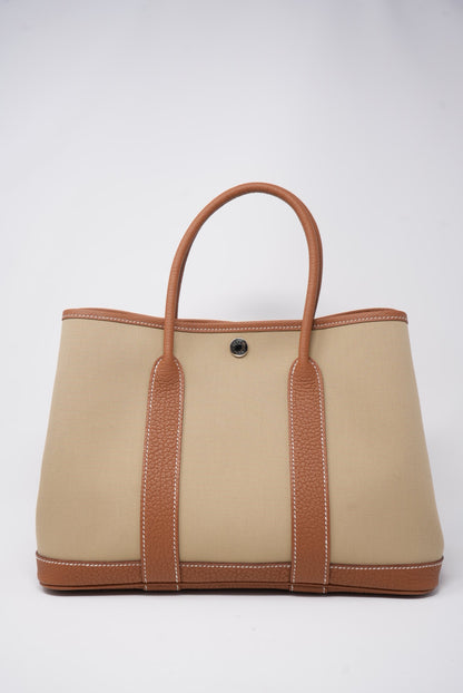 Hermes Garden Party 30 Canvas Trench/Gold