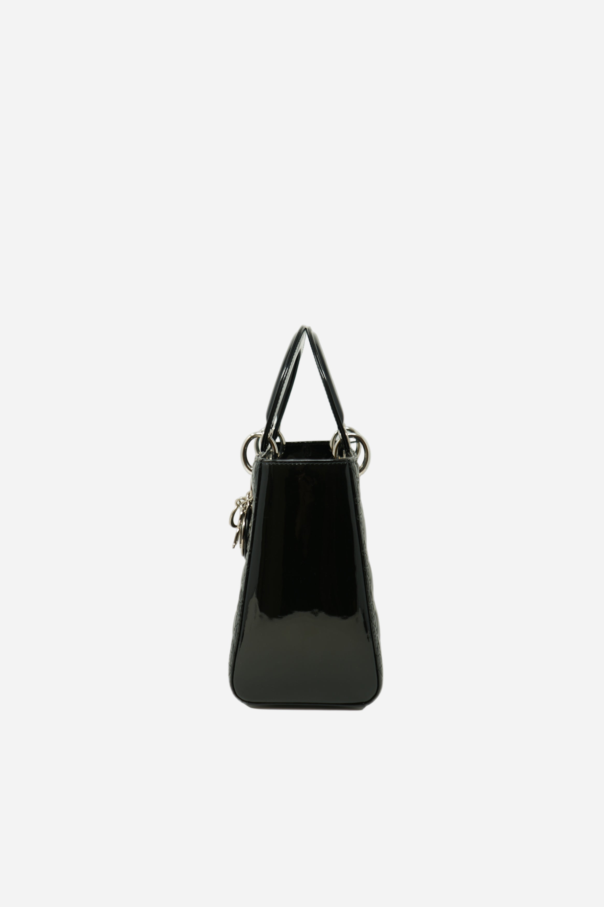 Christian Dior 2014 Black Patent Leather Medium Lady Dior Bag