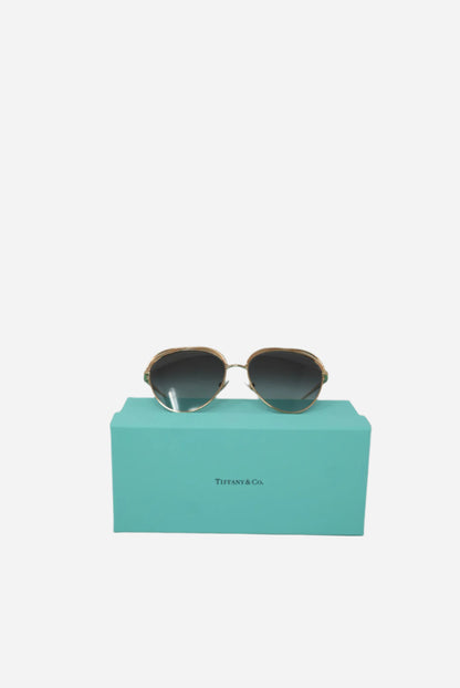 Tiffany & Co Metal Frame Sunglasses Gold Full Set NWT