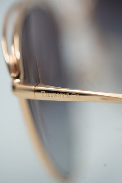 Tiffany & Co Metal Frame Sunglasses Gold Full Set NWT